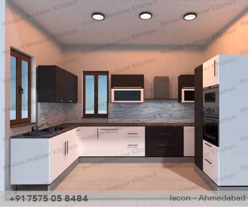 3d modular kitchen design in bodakdev, ahmedabad